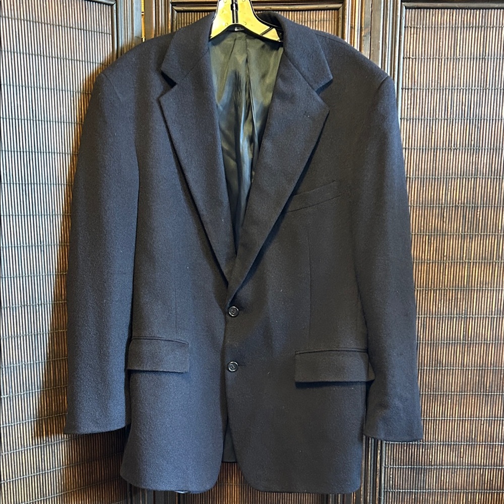 VTG Polo Ralph Lauren Men's Blazer Navy Blue Camel Hair Sport Coat USA Made